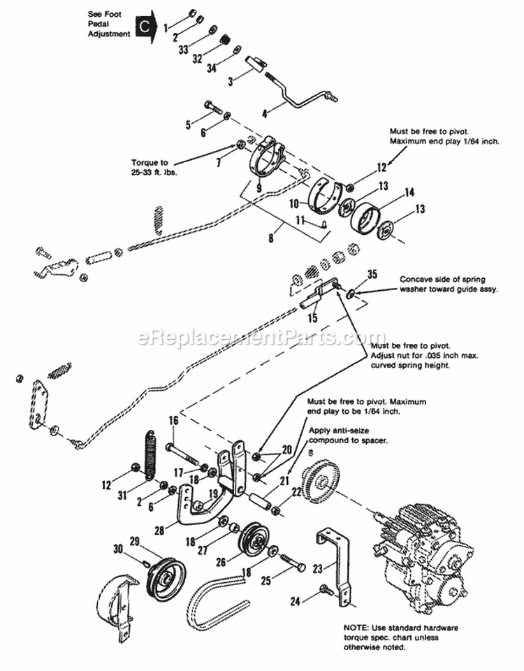 Clutch  Brake Group Diagram and Parts List for  Simplicity Lawn Tractor