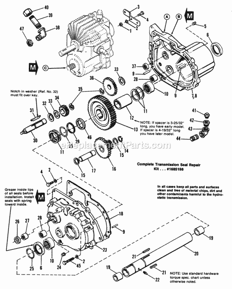 Transmission Group Diagram and Parts List for  Simplicity Lawn Tractor