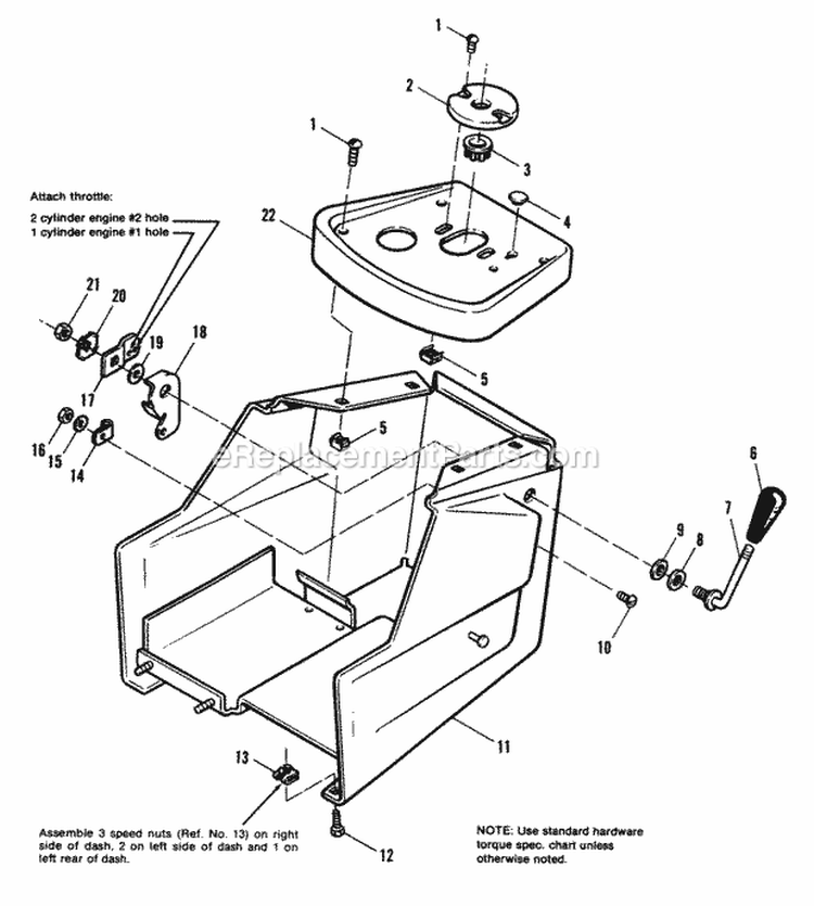 Dash Group Diagram and Parts List for  Simplicity Lawn Tractor