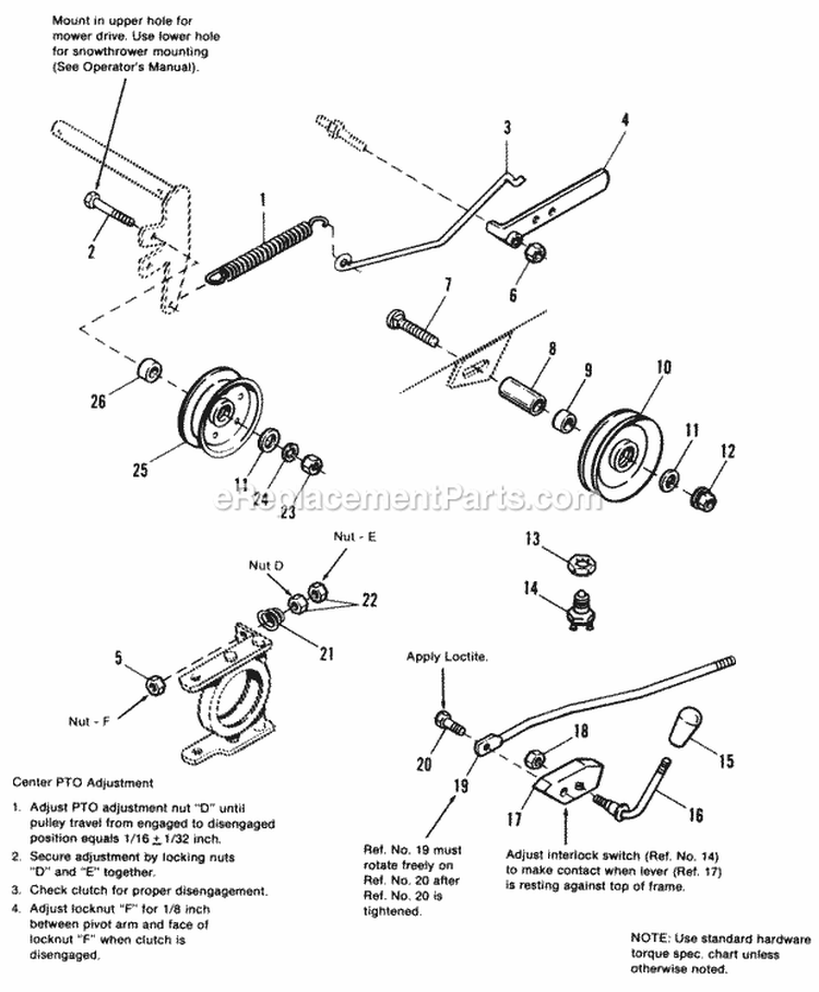 Pto Control Group Diagram and Parts List for  Simplicity Lawn Tractor