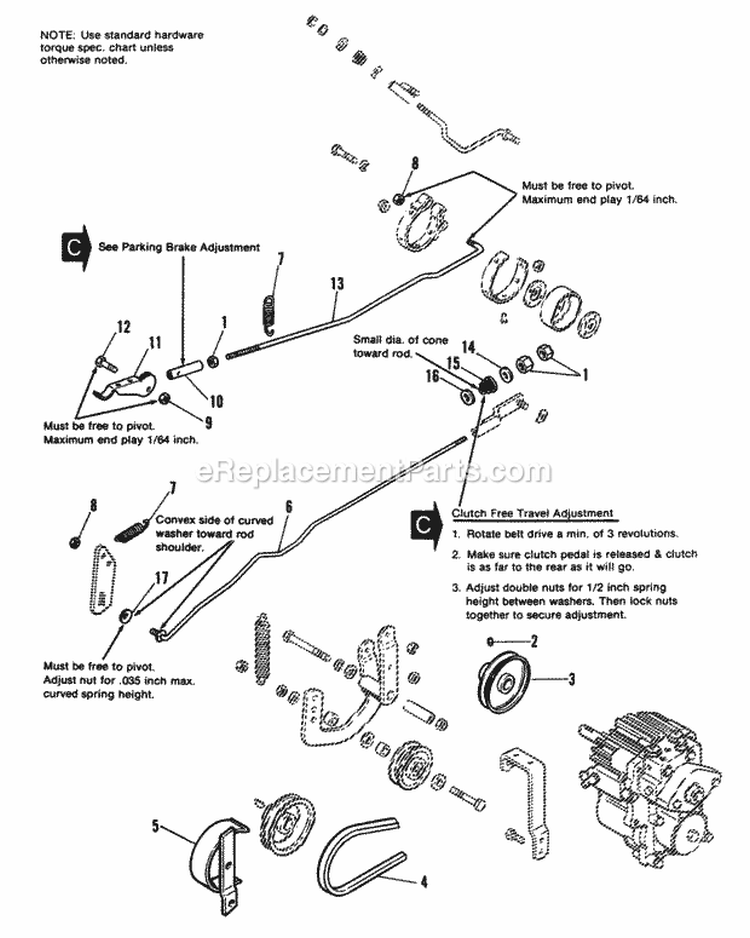 Clutch  Brake Control Group Diagram and Parts List for  Simplicity Lawn Tractor