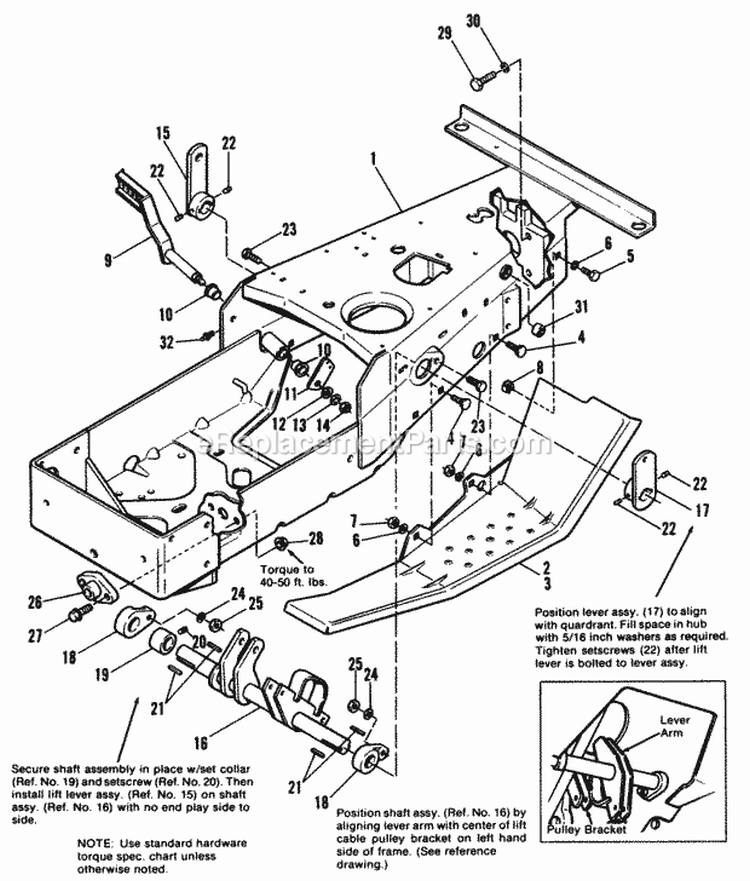 Frame  Footrest Group Diagram and Parts List for  Simplicity Lawn Tractor