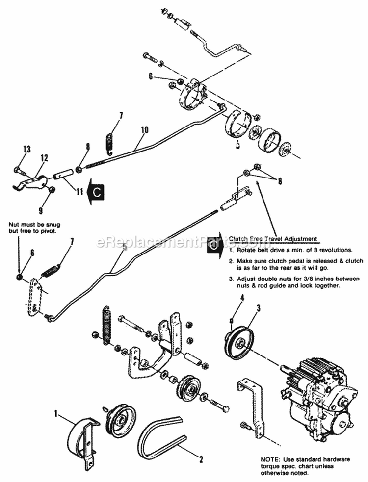 Clutch  Brake Control Group Diagram and Parts List for  Simplicity Lawn Tractor