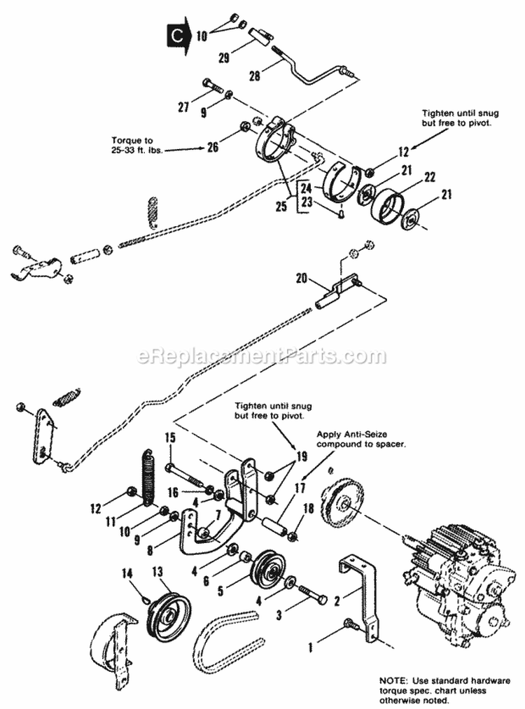 Clutch  Brake Group Diagram and Parts List for  Simplicity Lawn Tractor