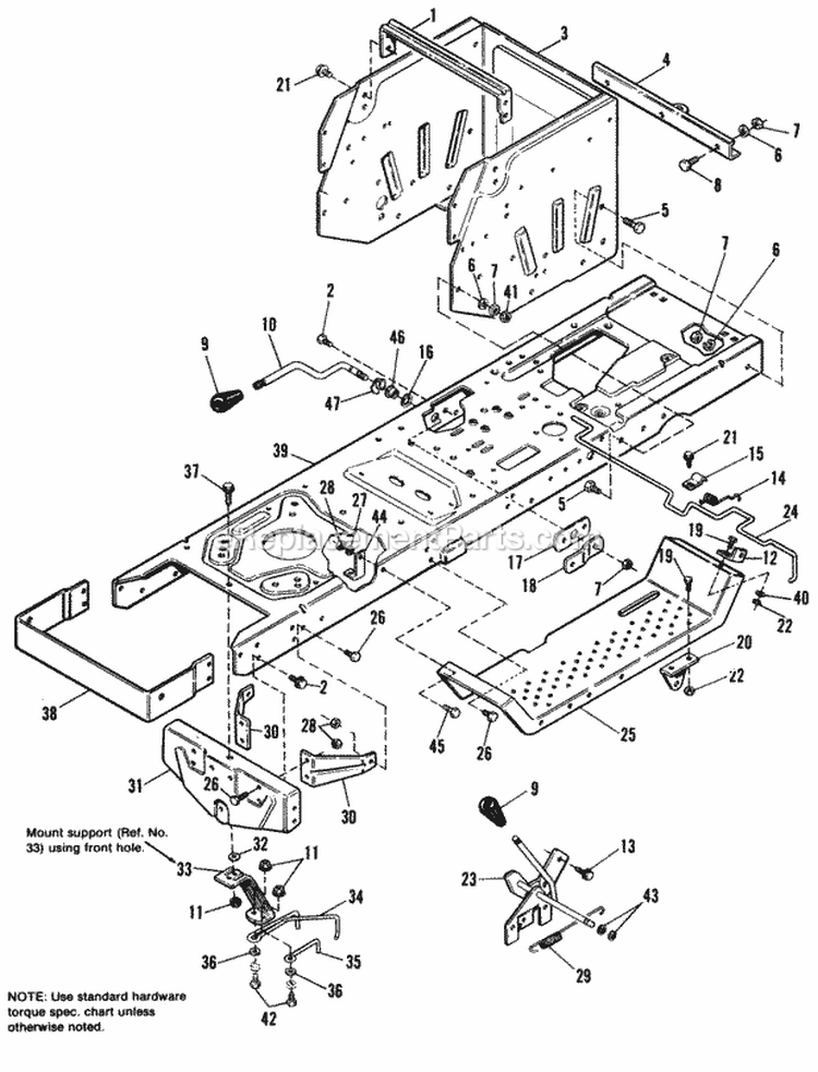 Frame Group Diagram and Parts List for  Simplicity Lawn Tractor