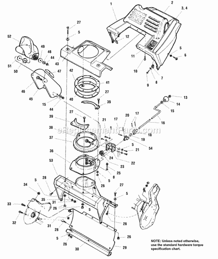 Auger Housing  Chute (SN 1000020000 And Below) Diagram and Parts List for  Simplicity Snow Blower
