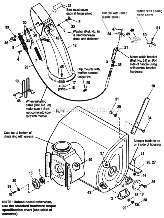 Decals Diagram and Parts List for  Simplicity Snow Blower