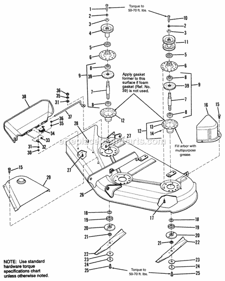 Housing  Arbor Group Diagram and Parts List for  Simplicity Lawn Tractor