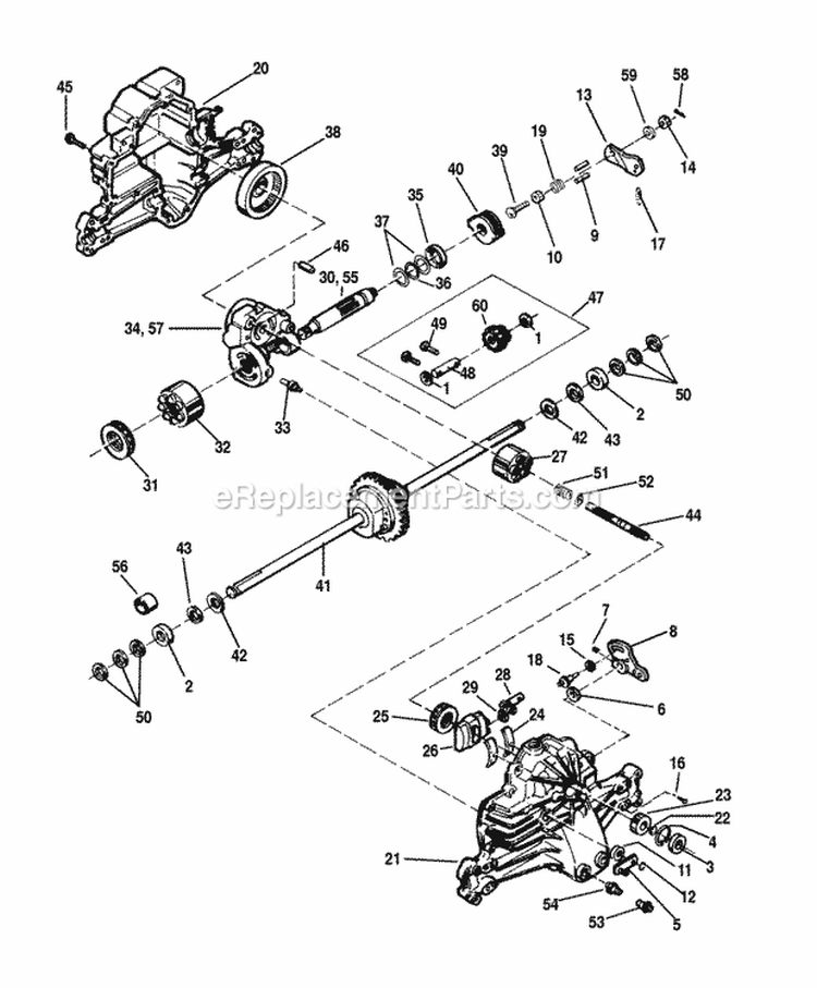 Hydrostatic Transaxle Diagram and Parts List for  Simplicity Lawn Tractor