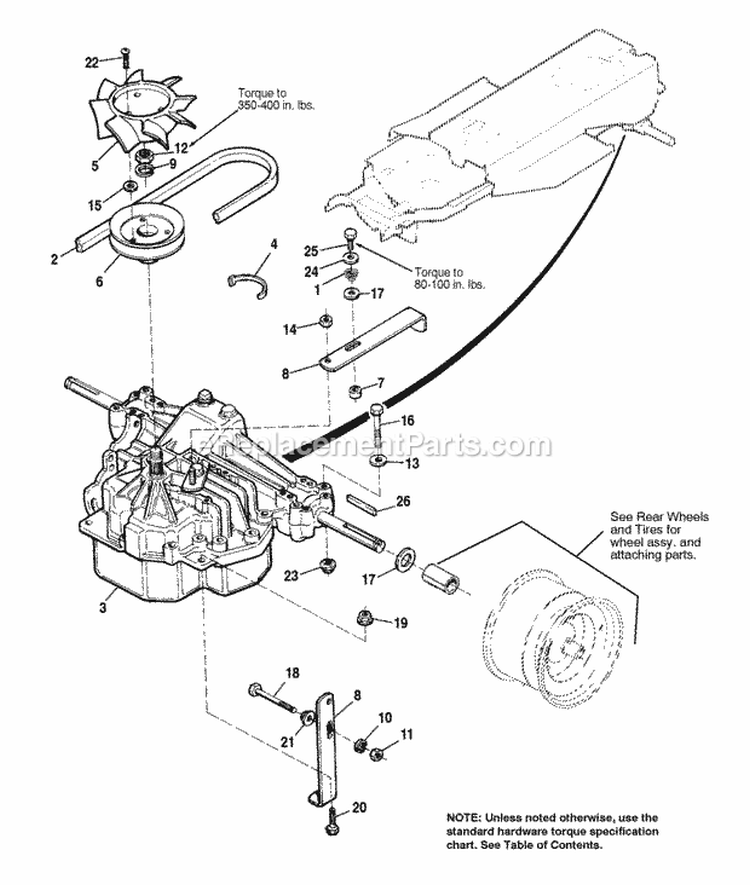 Hydrostatic Transmission - Group 1 Diagram and Parts List for  Simplicity Lawn Tractor
