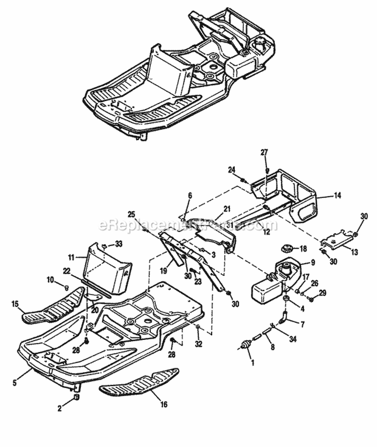 Frame  Fuel System - 13Hp Hydro Only Diagram and Parts List for  Simplicity Lawn Tractor