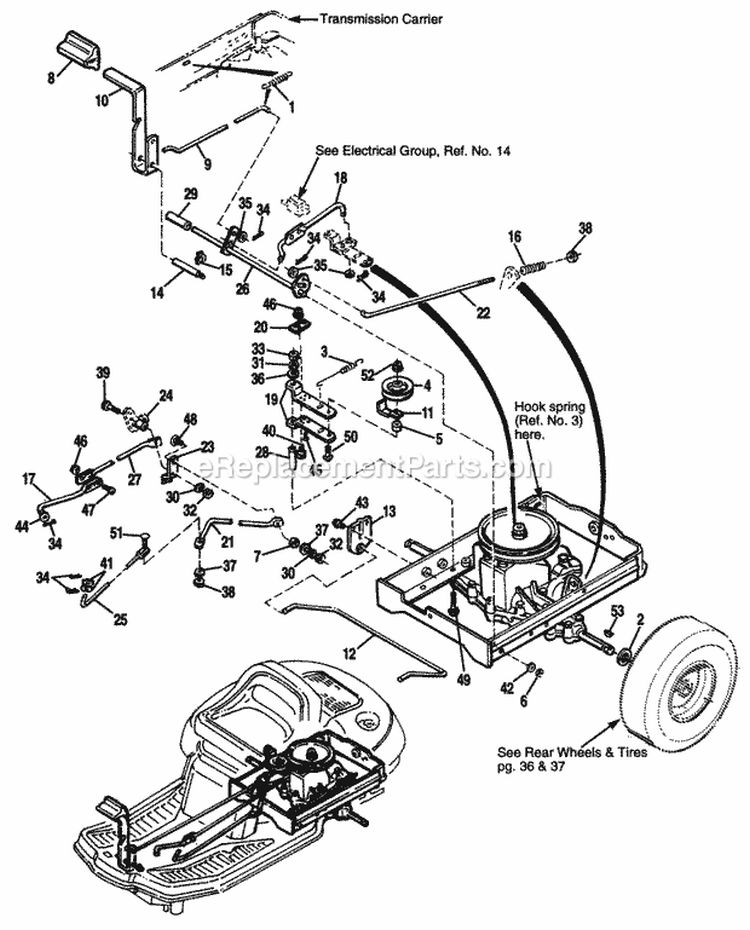 Hydro Gear Model 311-0500-Controls Diagram and Parts List for  Simplicity Lawn Tractor