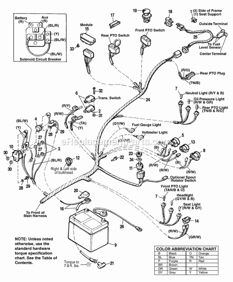 Main Wiring Harness - 20Hp Models Diagram and Parts List for  Simplicity Lawn Tractor