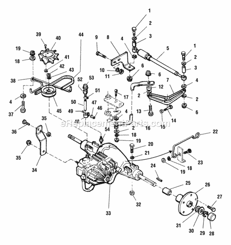 Transmission - Drive Belt  Control Group Diagram and Parts List for  Simplicity Lawn Tractor