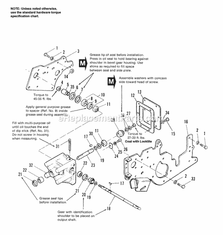Bevel Gear  Side Plate Group Diagram and Parts List for  Simplicity Lawn Tractor