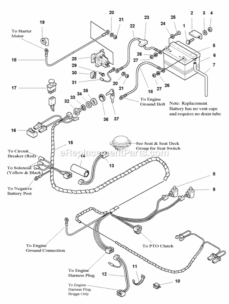 Electrical Group (985588) Diagram and Parts List for  Simplicity Lawn Tractor