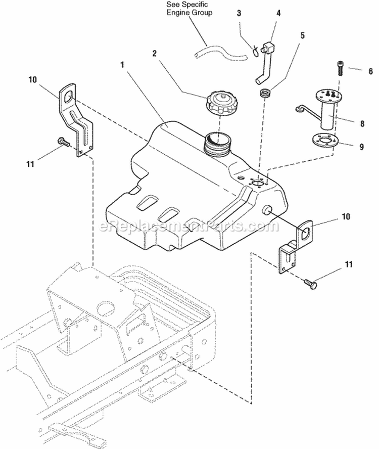 Fuel Tank Group (Ft985117) Diagram and Parts List for  Simplicity Lawn Tractor