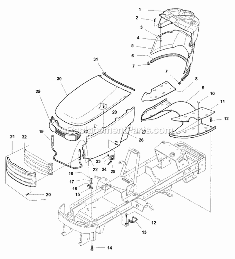 Hood Dash  Footrest Group (985117) Diagram and Parts List for  Simplicity Lawn Tractor