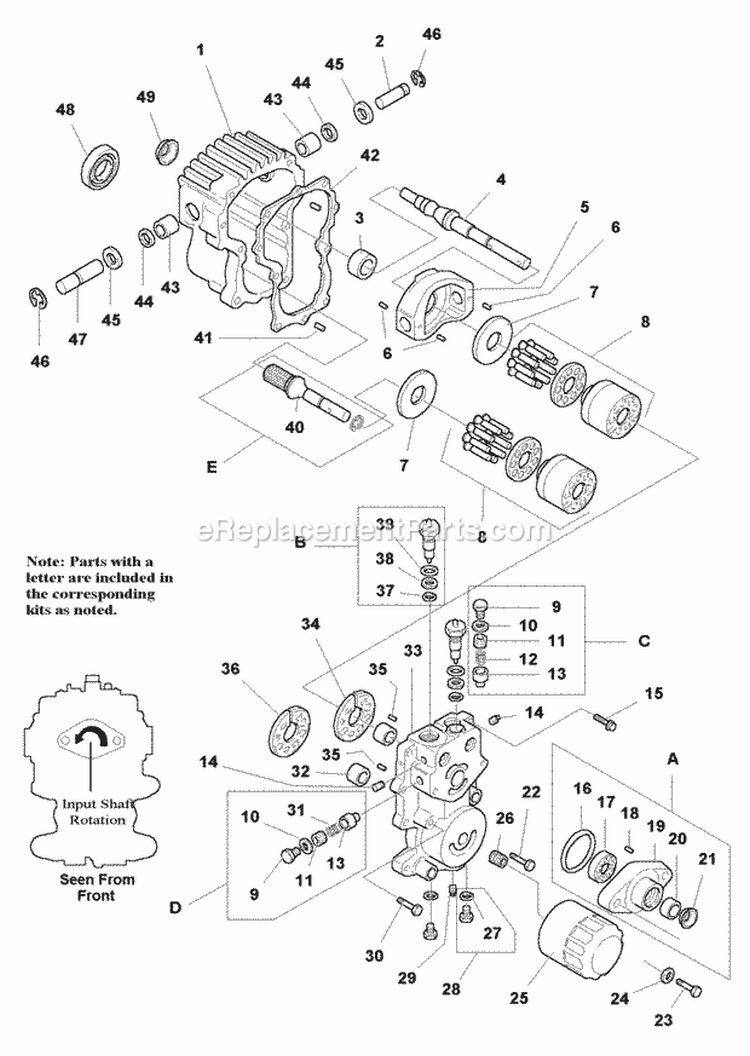 Hydrostatic Pump - Service Parts (1717052) Diagram and Parts List for  Simplicity Lawn Tractor