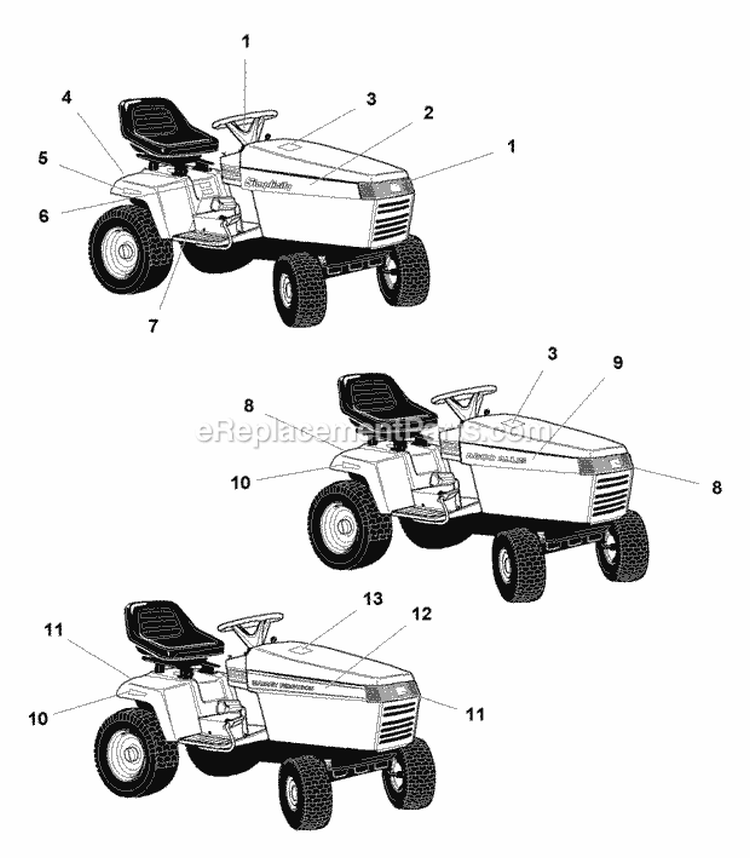 Decals Group - Brand  Model (B985607) Diagram and Parts List for  Simplicity Lawn Tractor