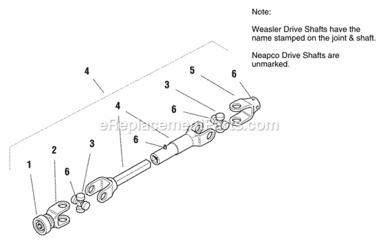 Drive Shaft - Service Parts (1716482) Diagram and Parts List for  Simplicity Lawn Tractor