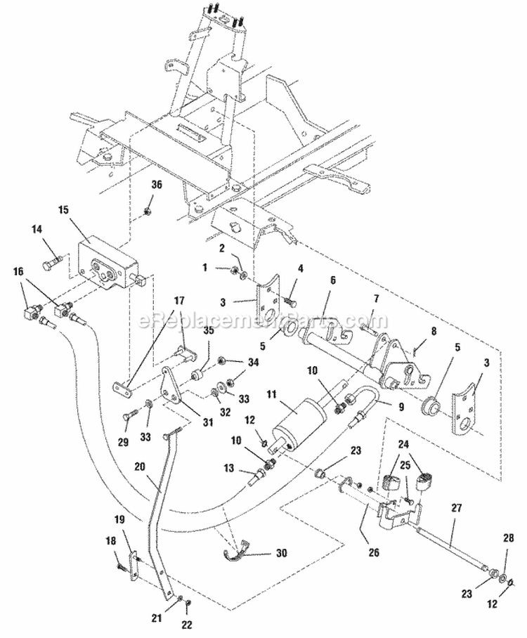 Implement Lift Group Diagram and Parts List for  Simplicity Lawn Tractor