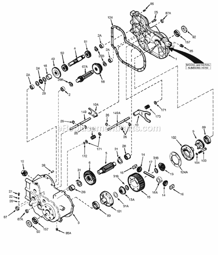 Transaxle Service Parts - Peerless Model 2600-025 Diagram and Parts List for  Simplicity Lawn Tractor
