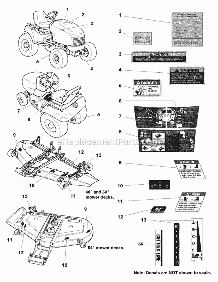 Decals Group - Safety  Common (C985756) Diagram and Parts List for  Simplicity Lawn Tractor