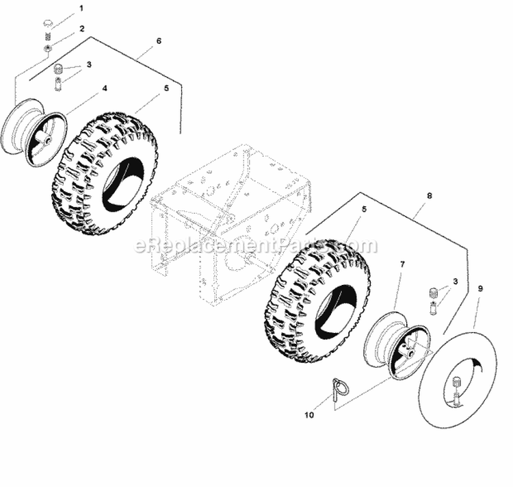 Wheels  Tires Group (W985644) Diagram and Parts List for  Simplicity Snow Blower