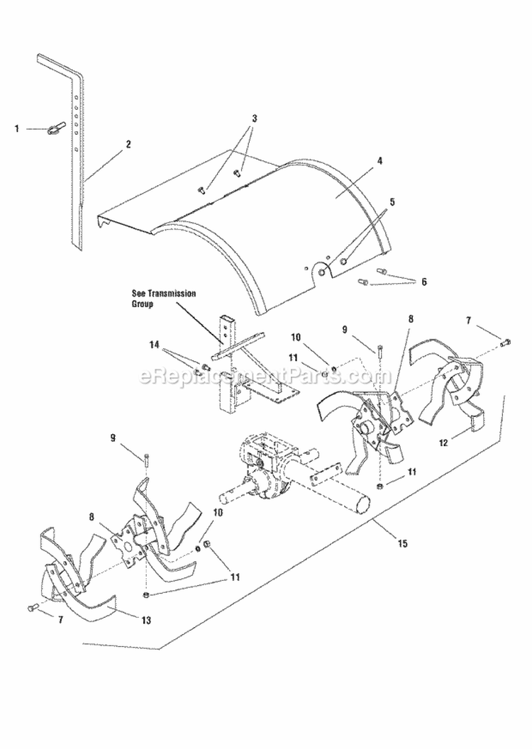 Hood Drag Stake  Tine Group (986105) Diagram and Parts List for  Simplicity Tiller
