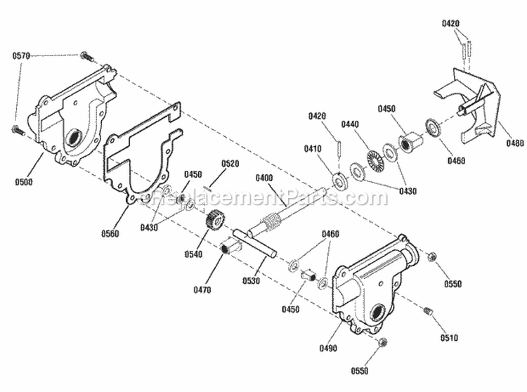 Gear Case Assembly (1738602) Diagram and Parts List for  Simplicity Snow Blower