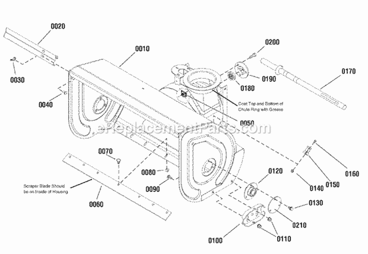 Auger Housing Group (2988434 2988533 2988510) Diagram and Parts List for  Simplicity Snow Blower