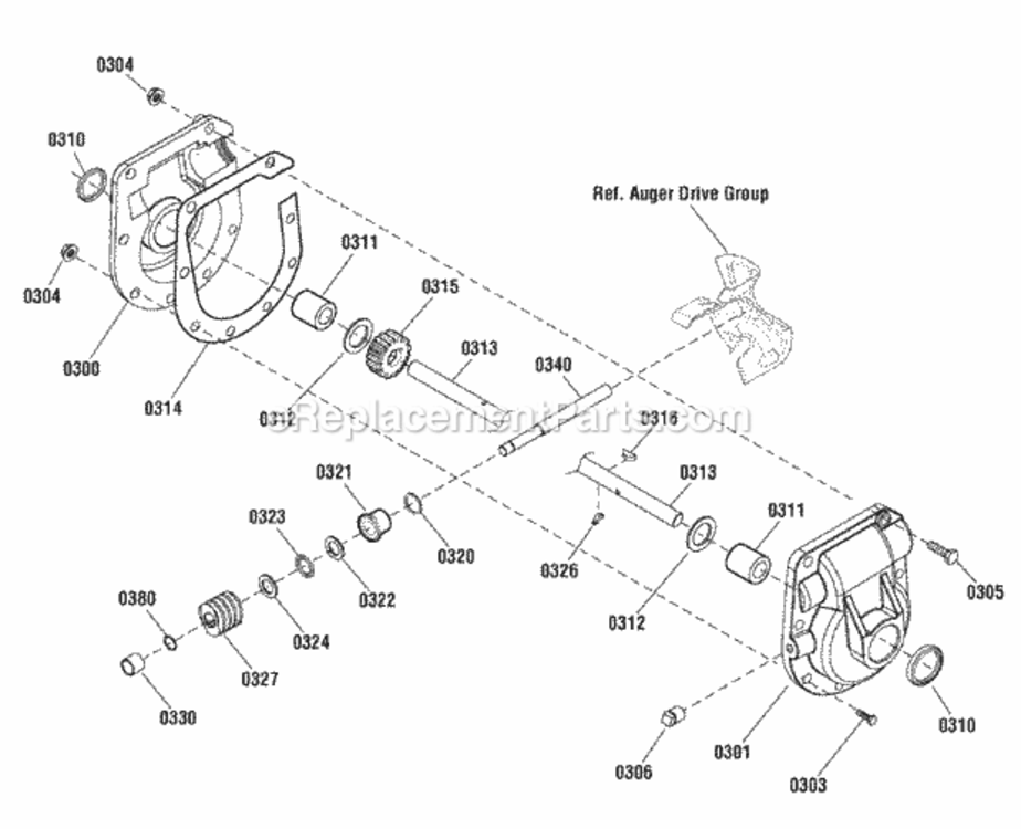 Gear_Case_Assembly_1752304 Diagram and Parts List for  Simplicity Snow Blower