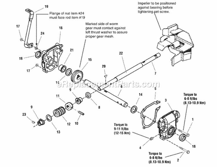 Gear Case Assembly (1754690) Diagram and Parts List for  Simplicity Snow Blower