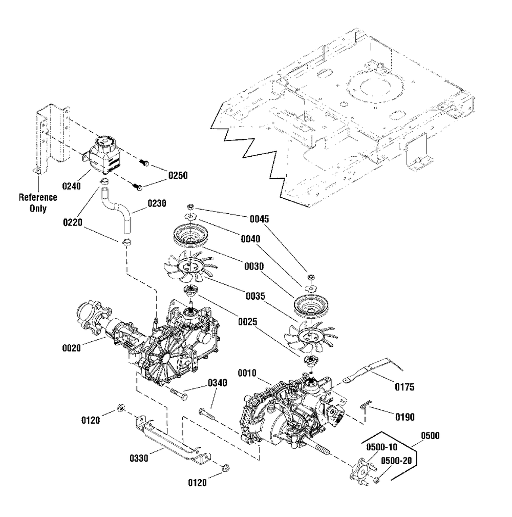 Transmission Group Diagram and Parts List for  Simplicity Lawn Tractor