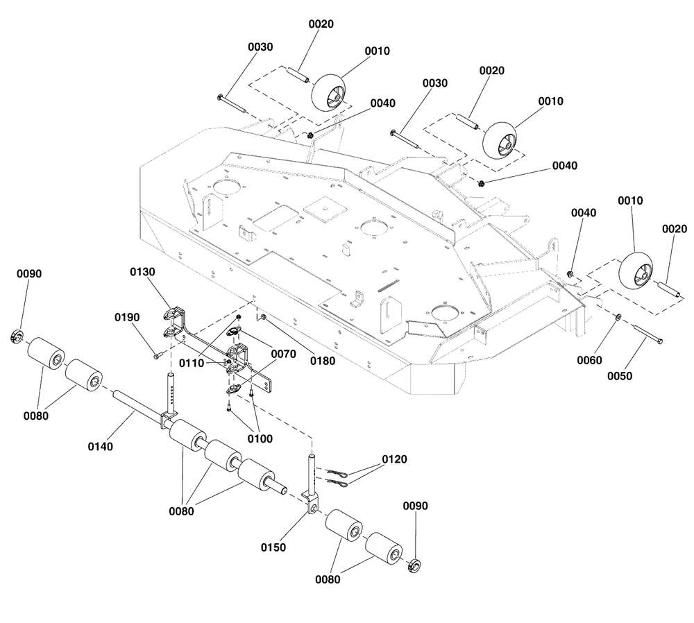 61-Inch Mower Deck Group - Rollers Diagram and Parts List for  Simplicity Lawn Tractor