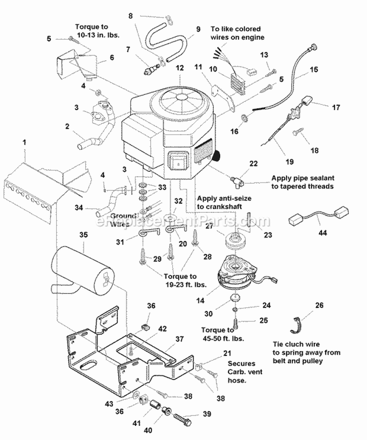 Engine Group - Electric Clutch - 16Hp Honda (986113) Diagram and Parts List for  Simplicity Lawn Tractor