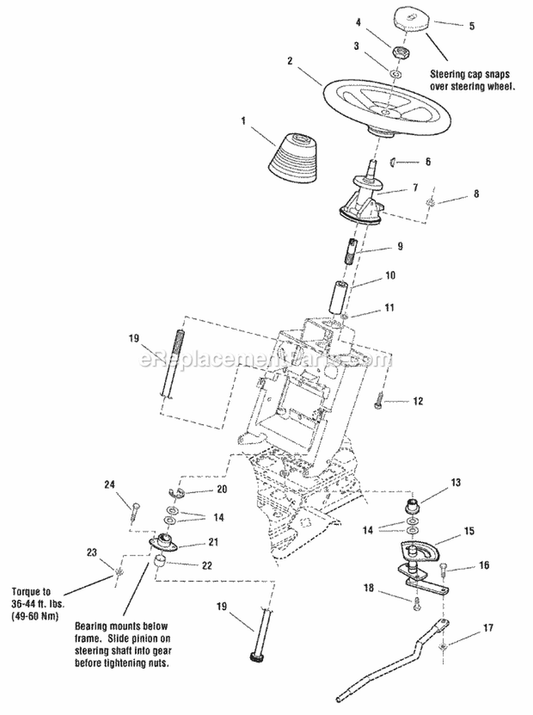 Steering Group - Manual Steering With Tilt SN 1999  Below (985891) Diagram and Parts List for  Simplicity Lawn Tractor