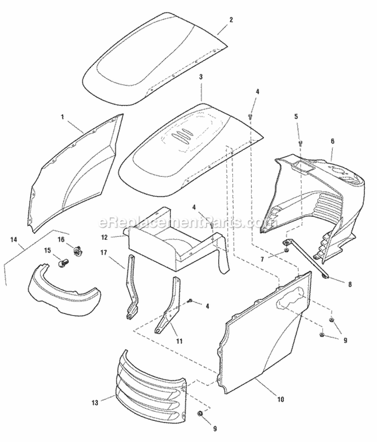 Hood Grille  Dash Group (986060 986074) Diagram and Parts List for  Simplicity Lawn Tractor