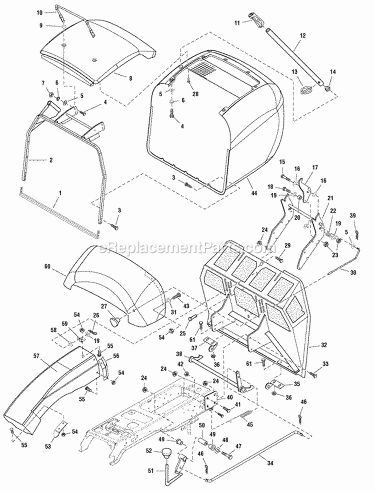 Hopper Group - Fixed Screen (Sl986224 Sl986269) Diagram and Parts List for  Simplicity Lawn Tractor