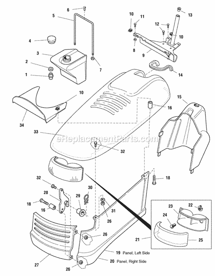 Hood Dash  Fuel Tank Group (985713Ab) Diagram and Parts List for  Simplicity Lawn Tractor