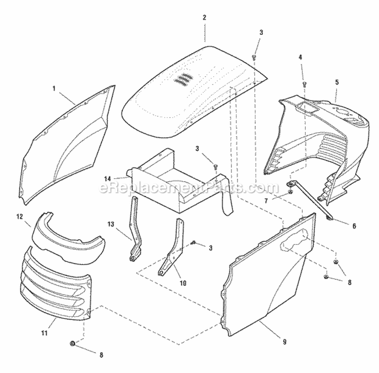 Hood Grill  Dash Group (986016) Diagram and Parts List for  Simplicity Lawn Tractor