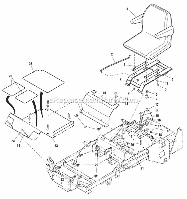 Seat  Kickplate Group (Fi0022) Diagram and Parts List for  Simplicity Lawn Tractor