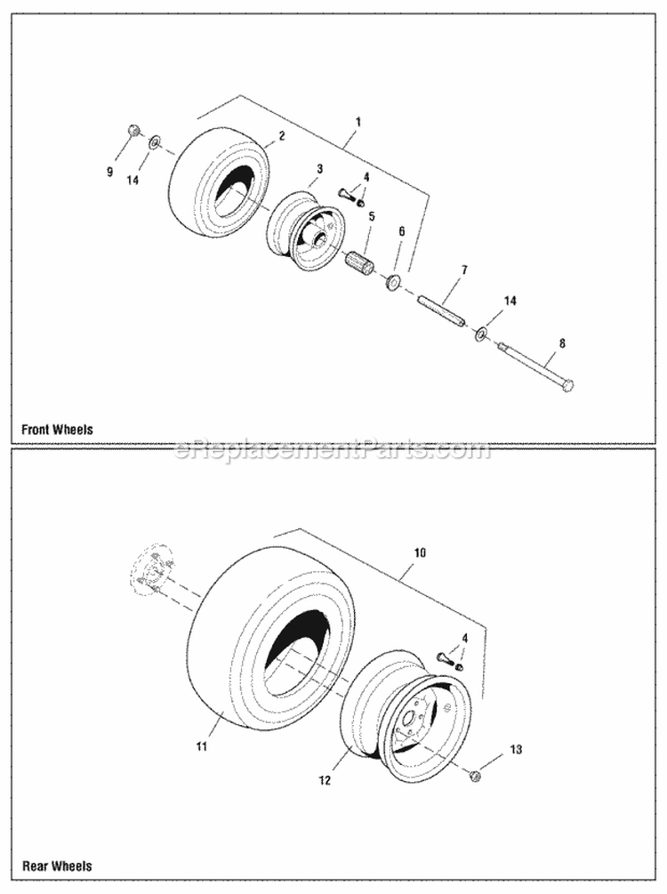 Wheel  Tire Group (Fi0024) Diagram and Parts List for  Simplicity Lawn Tractor