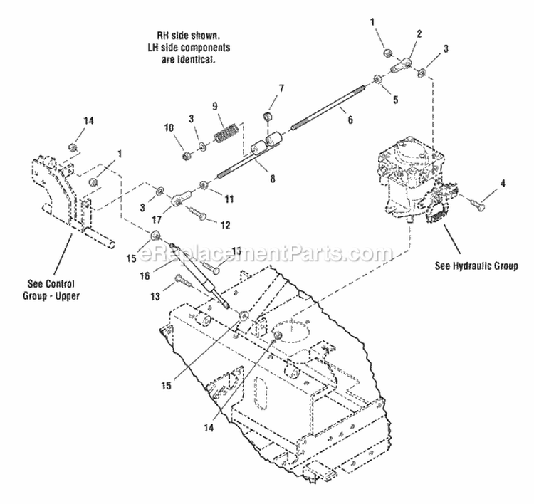 Controls Group - Lower (Fi0018) Diagram and Parts List for  Simplicity Lawn Tractor
