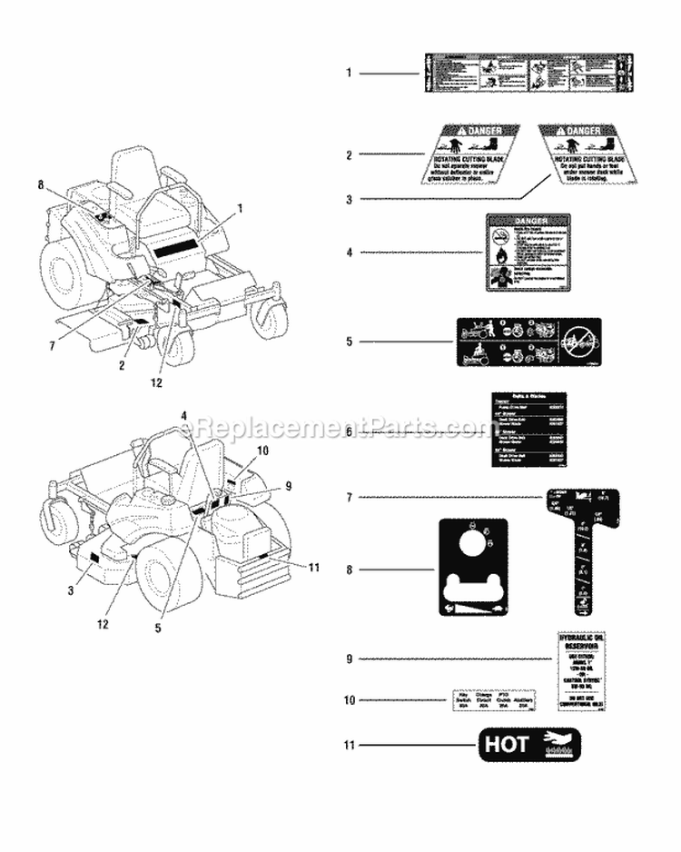 Decals - Safety  Operation (197Dcls0) Diagram and Parts List for  Simplicity Lawn Tractor