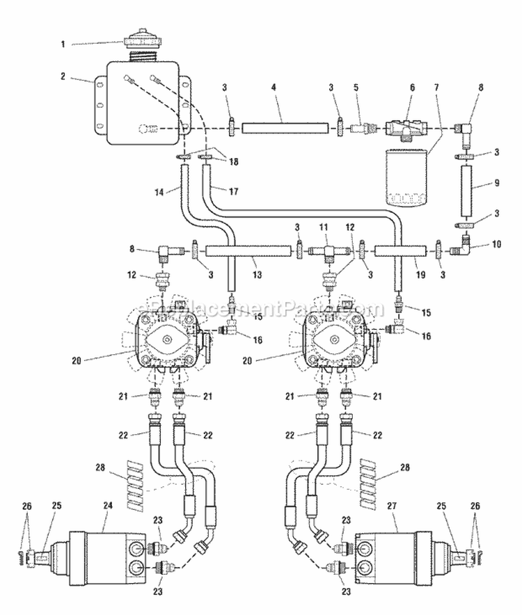 Hydraulic Group (4235Hg) Diagram and Parts List for  Simplicity Lawn Tractor