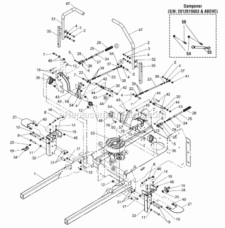 Motion Control Group - SN 201317250  Below Diagram and Parts List for  Simplicity Lawn Tractor