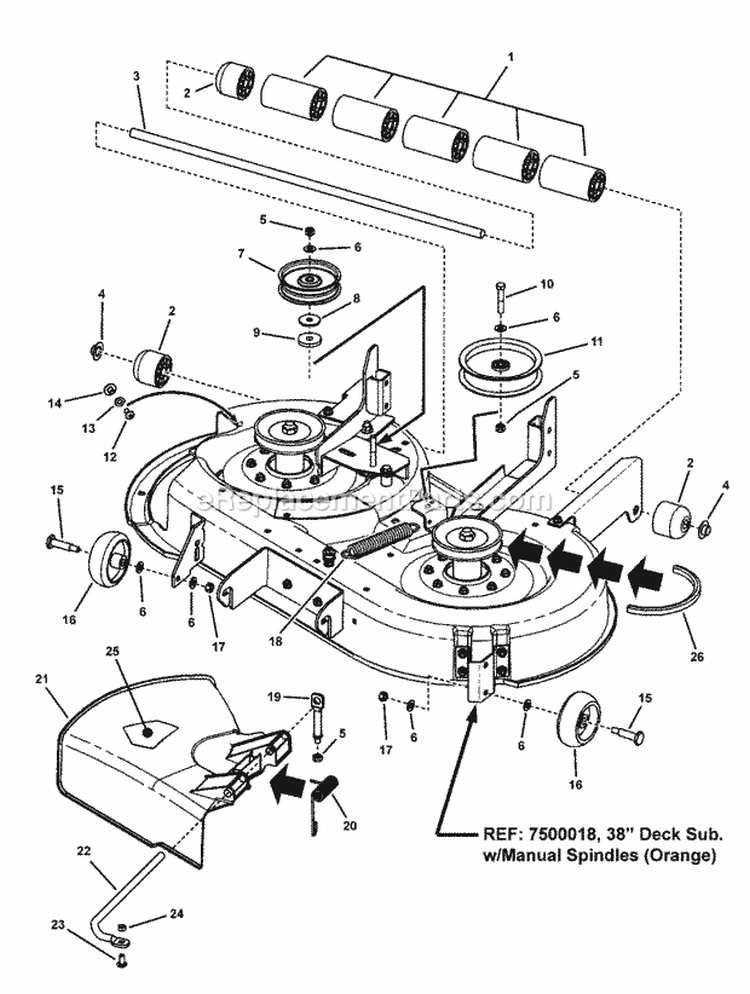 38 Mower Deck Roller Group (Jav38Fnl) Diagram and Parts List for  Simplicity Lawn Tractor