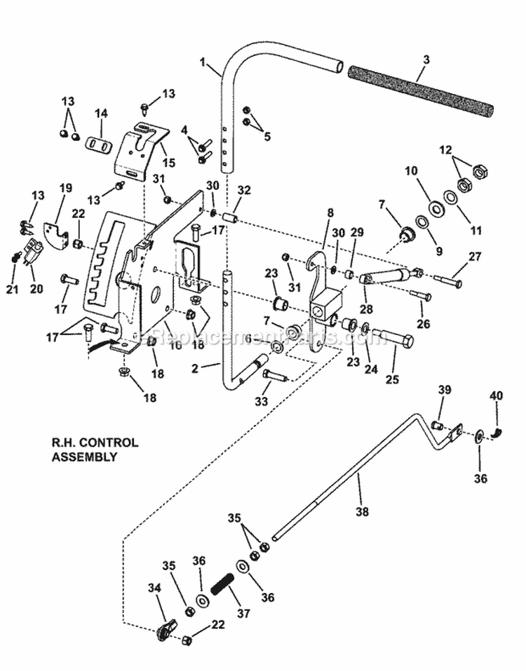 Controls Group - Rh (Javrhcgd) Diagram and Parts List for  Simplicity Lawn Tractor